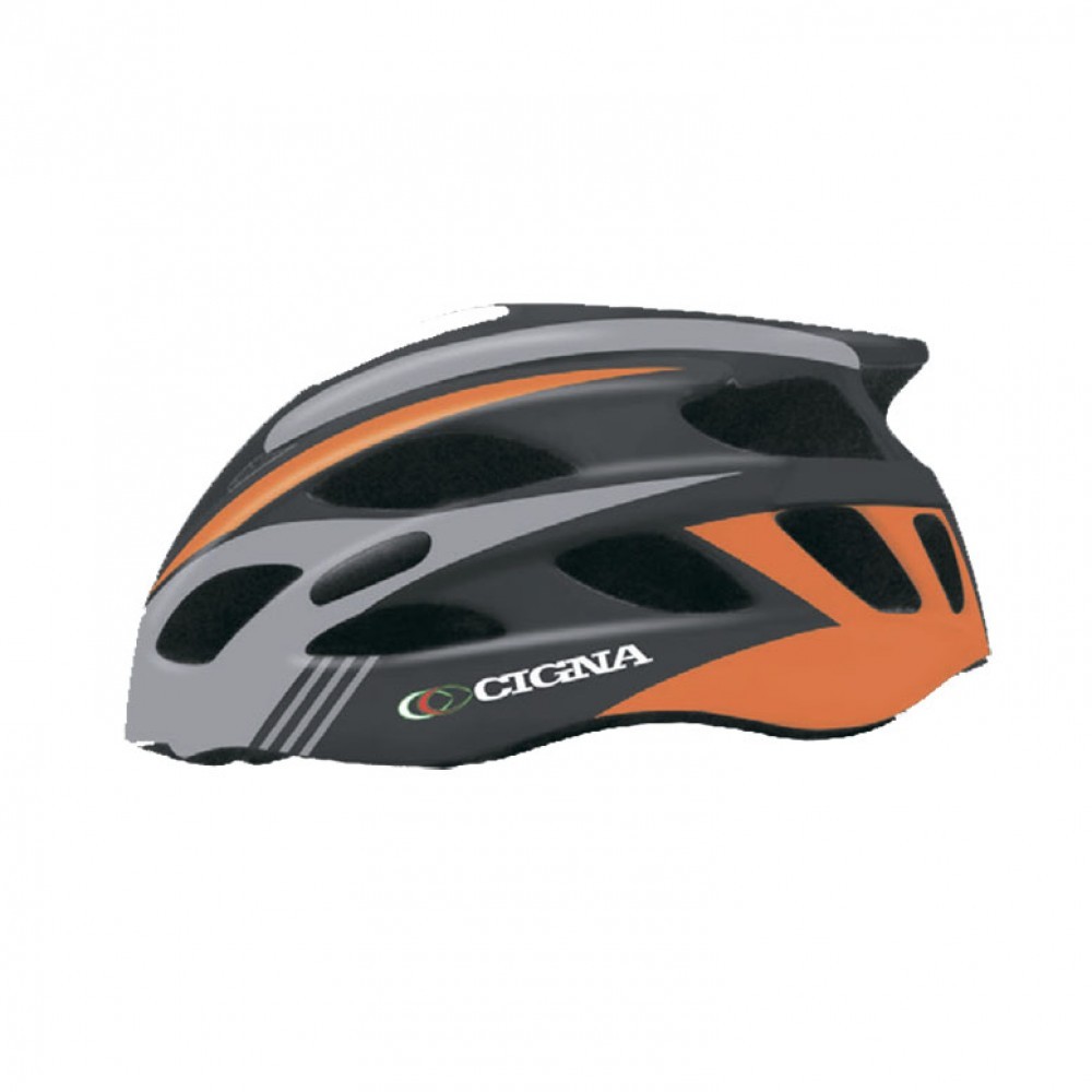 Шлем велосипедный Cigna WT-016 (чёрный/оранжевый/серый, 57-61см)